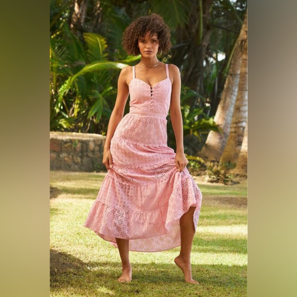 Boston Proper Pink Eyelet Dress Size 12